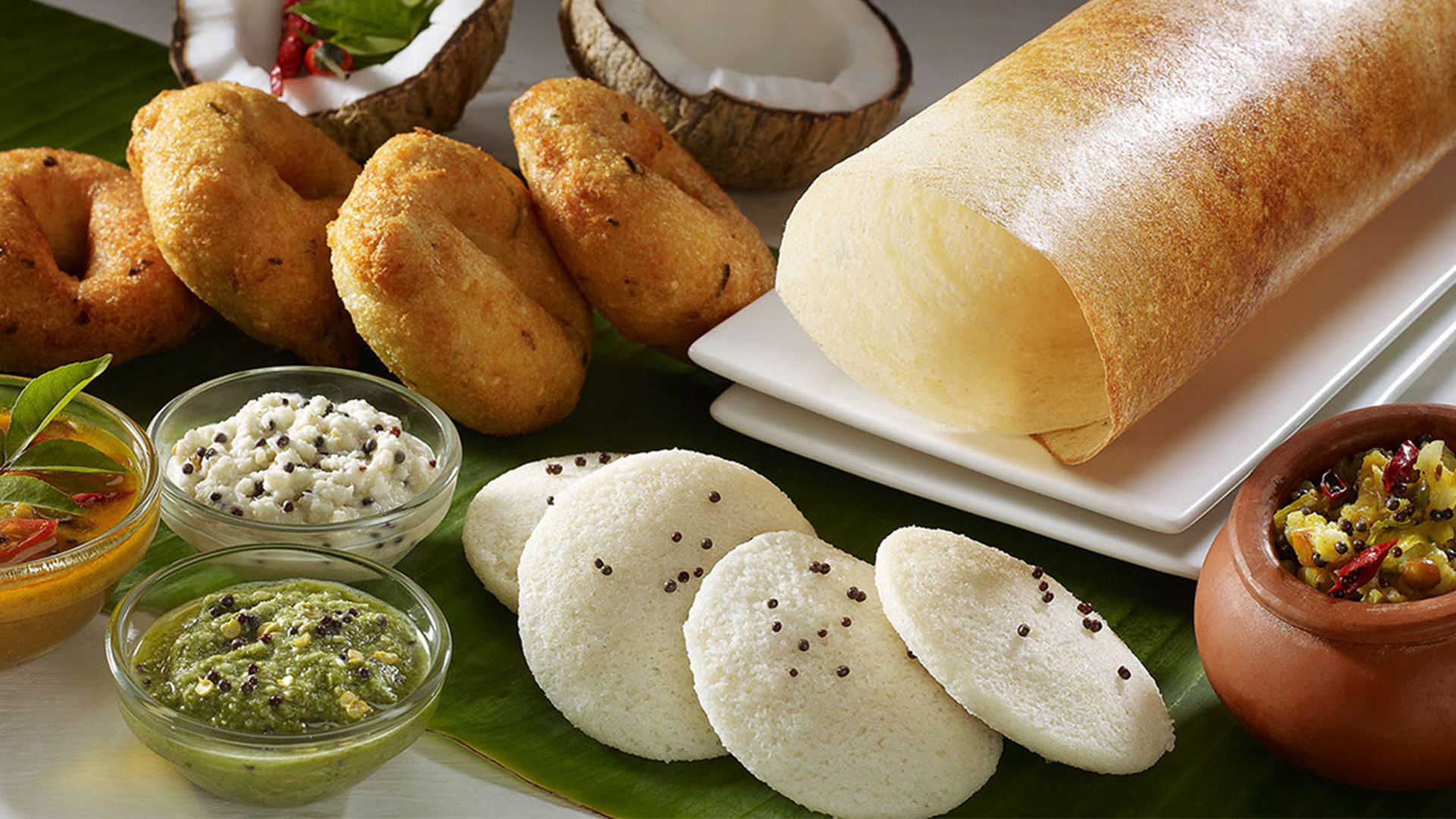 Idli, Vada, Dosa combo